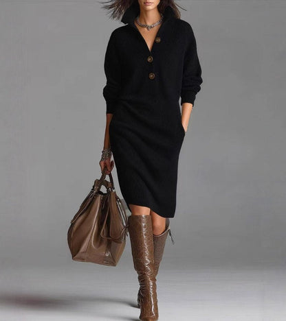 Cosy knit warm midi dress for women | Carmen - 1
