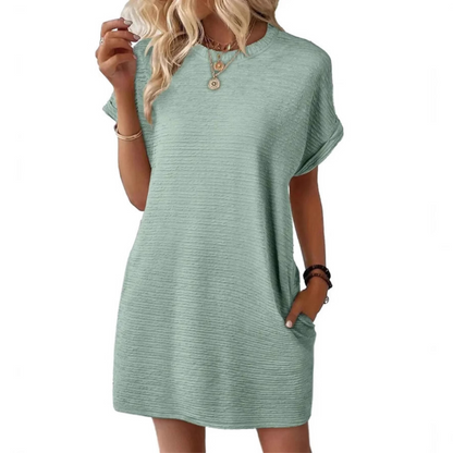 Casual Minimalist Round Neck Dress Chic For Women | Lurelle