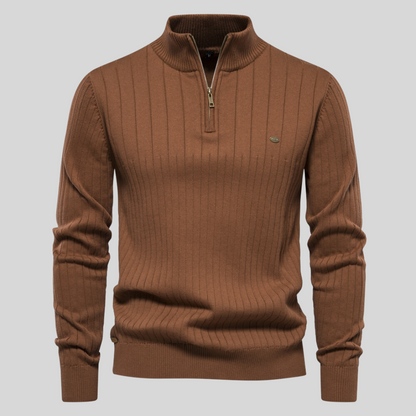 Ribbed Zip Neck Sweater Cozy for Men | Corin