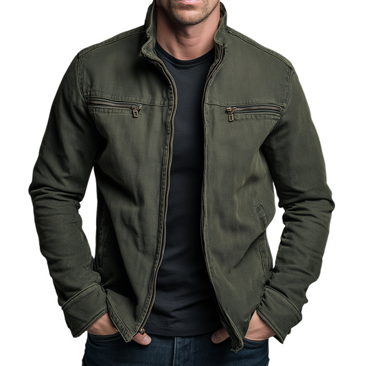 Vintage-inspired zip-up casual jacket for men | Denvera -1