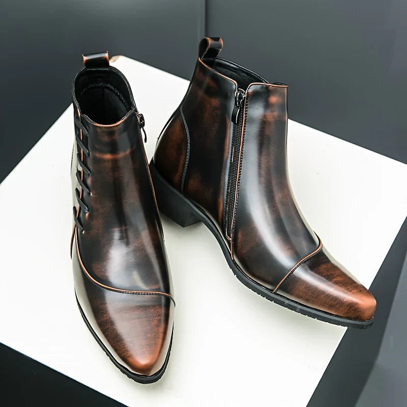 Elegant heeled leather-look dress boots for women | Samuel Thatcher -7