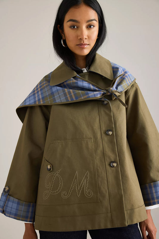 Reversible cropped trench casual jacket for women | Olivia -1