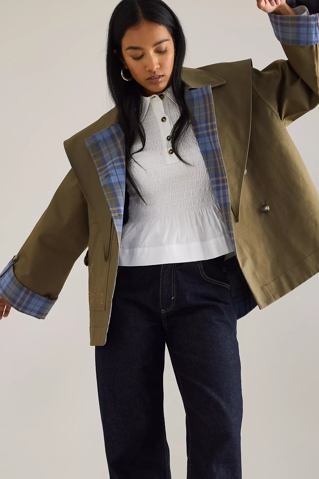 Reversible everyday trench crop jacket for women | OLIVIA - 4