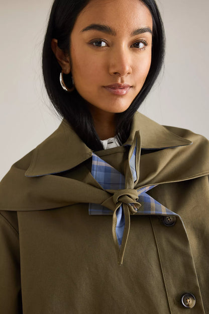Reversible cropped trench casual jacket for women | Olivia -3