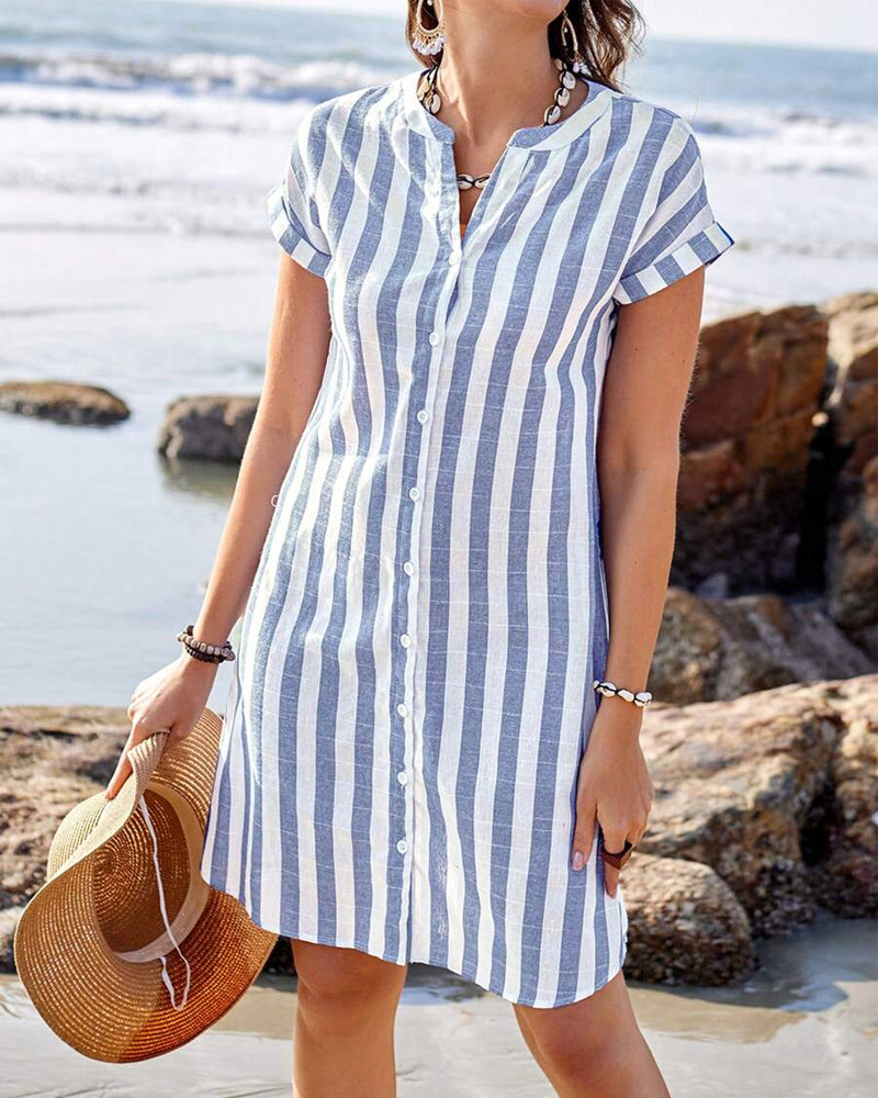 Elegant everyday striped casual dress for women | Pamela -1