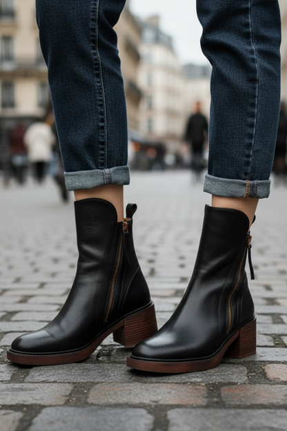Classic elegant heeled leather ankle boots for women | Valorine -4