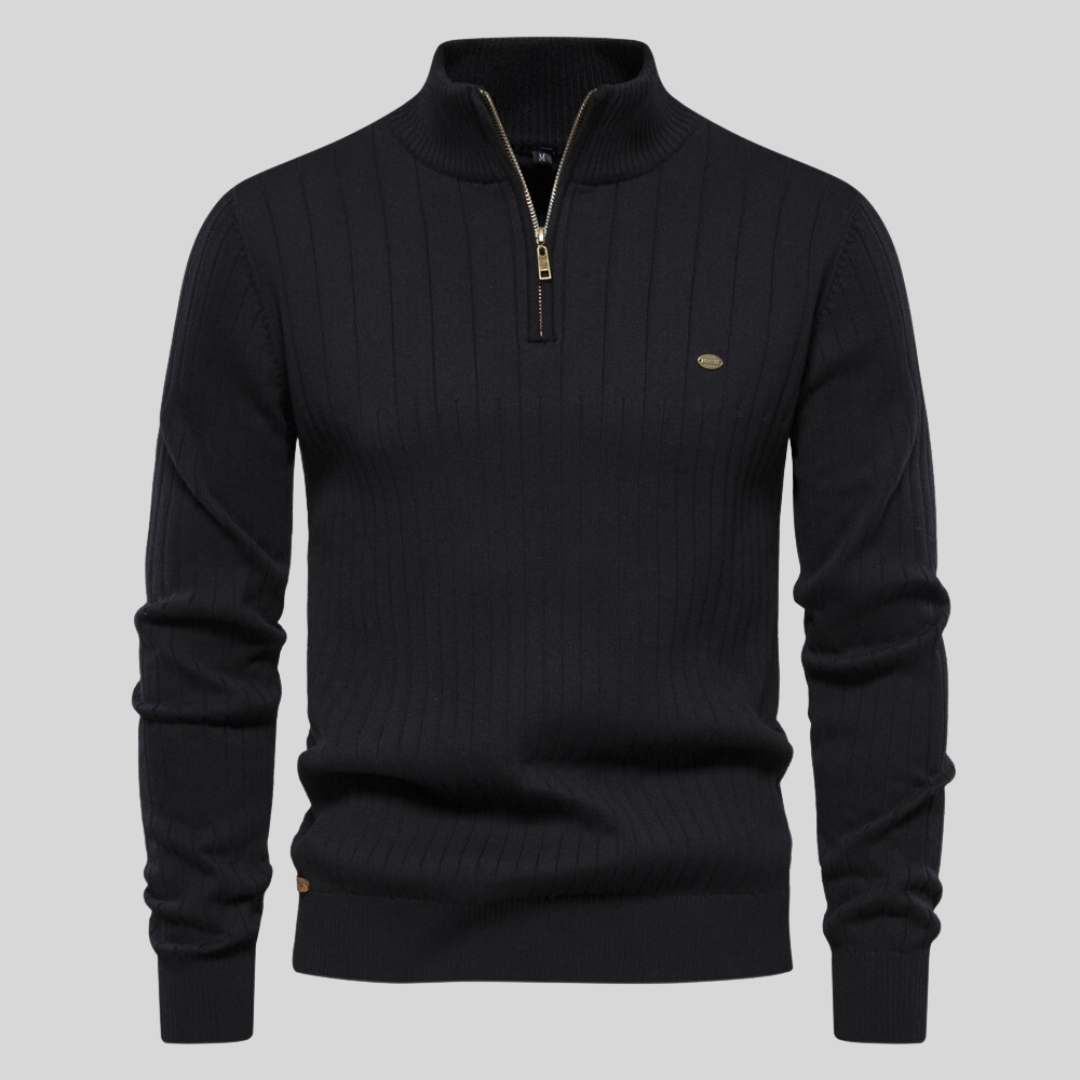 Ribbed Zip Neck Sweater Cozy for Men | Corin