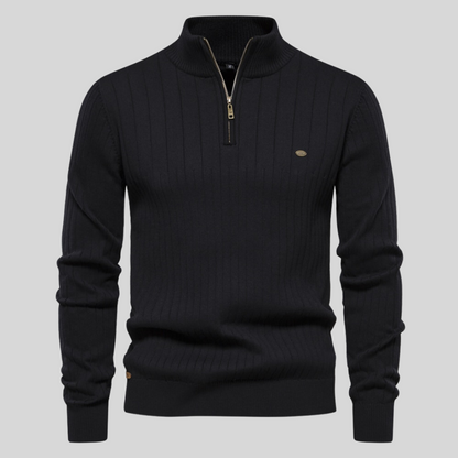 Ribbed Zip Neck Sweater Cozy for Men | Corin