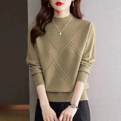 Ribbed Mock Neck Sweater Cozy For Women | Elowenna