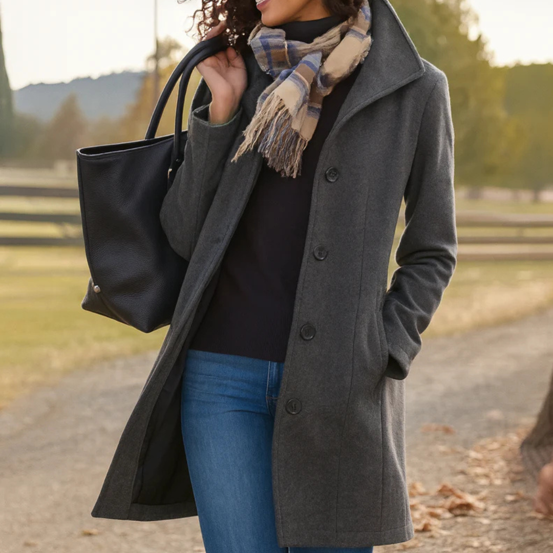 Classic Button Front Heritage Coat Stylish For Women | Emilia