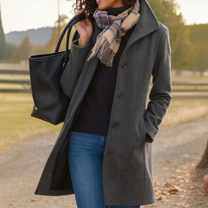 Classic Button Front Heritage Coat Stylish For Women | Emilia