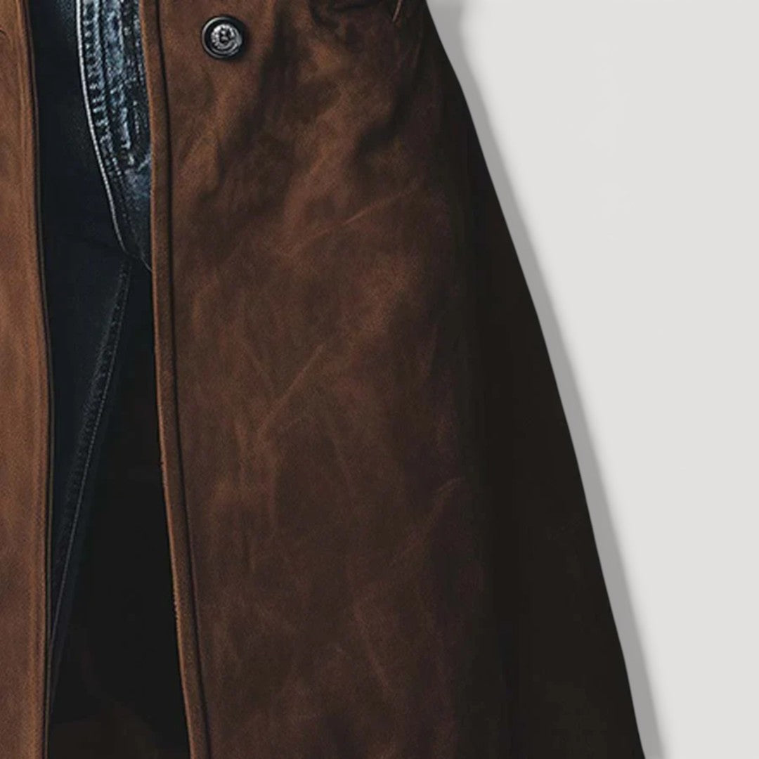Elegant suede tailored trench coat for women | Carmen - 6