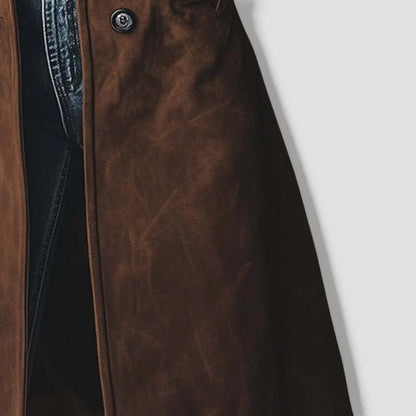 Elegant suede tailored trench coat for women | Carmen - 6