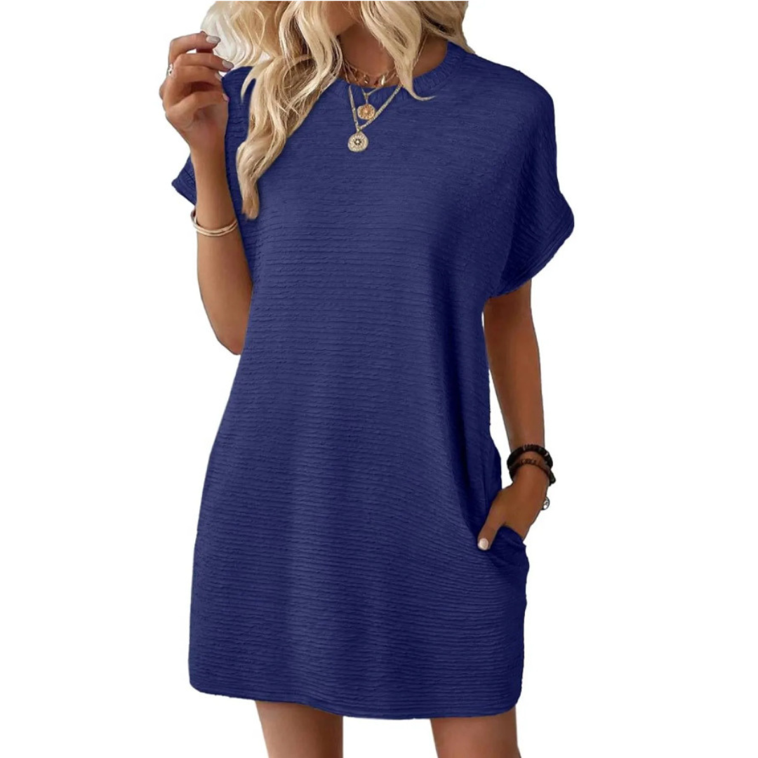 Casual Minimalist Round Neck Dress Chic For Women | Lurelle