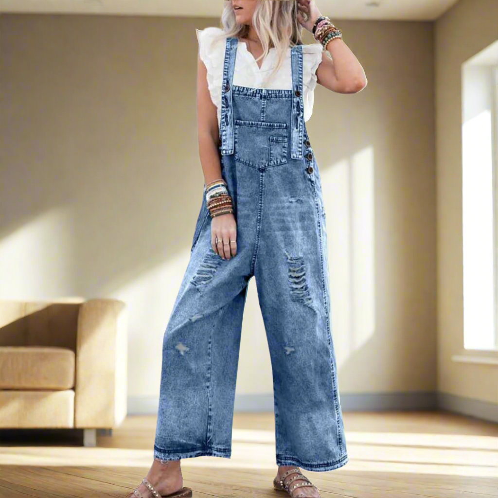Vintage Wash Adjustable Jumpsuit Chic For Women | Maristelle