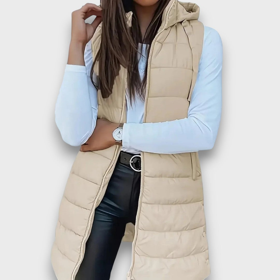 Warm hooded sleeveless puffer gilet for women | Kaira - 3