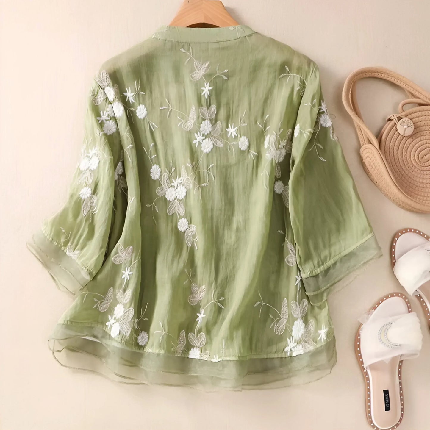 Embroidered Floral Button Blouse Chic For Women | Liora