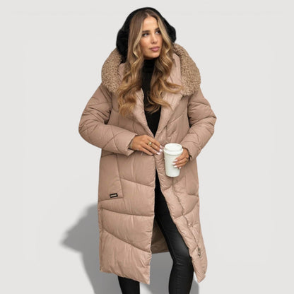 Warm longline insulated puffer coat for women | HILDA - 2