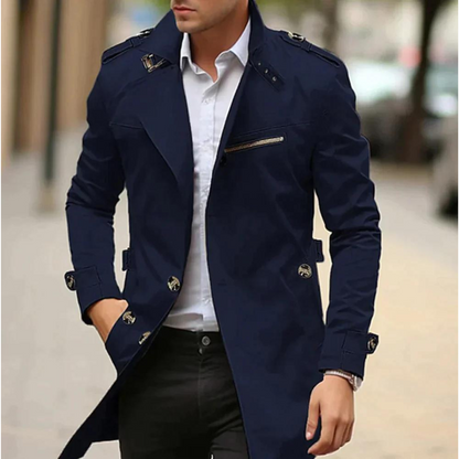 Classic Double Breasted Trench Coat Stylish For Men | Alarion