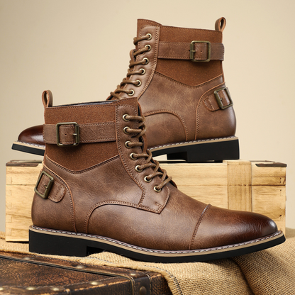 Classic lace-up leather-look boots for men | Xavier -4