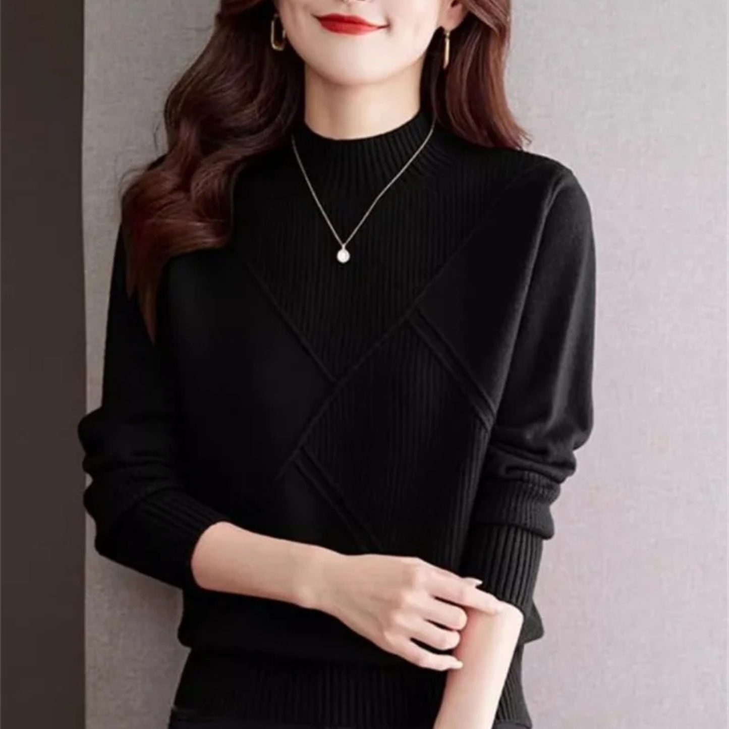 Ribbed Mock Neck Sweater Cozy For Women | Elowenna