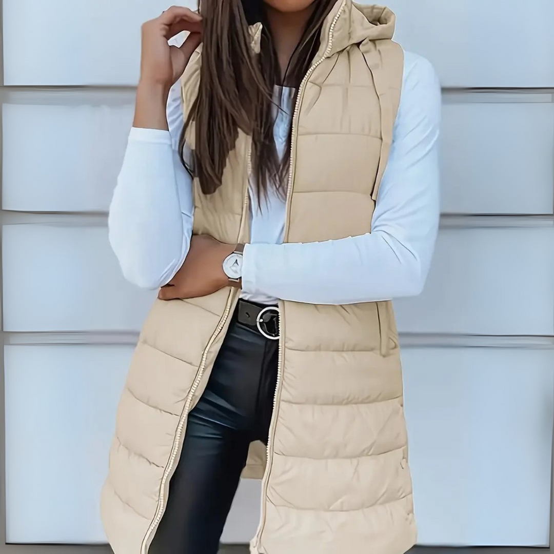 Long Quilted Hooded Gilet Stylish for Women | Arlisse