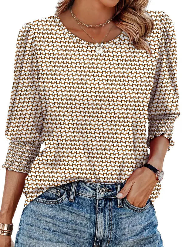 Elegant casual three-quarter sleeve everyday blouse for women | Emily -10