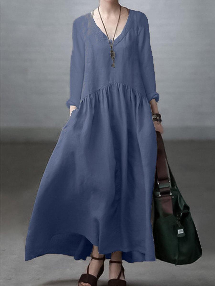 Breathable linen casual shirt dress for women - 5
