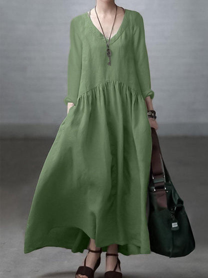 Breathable linen casual shirt dress for women - 4