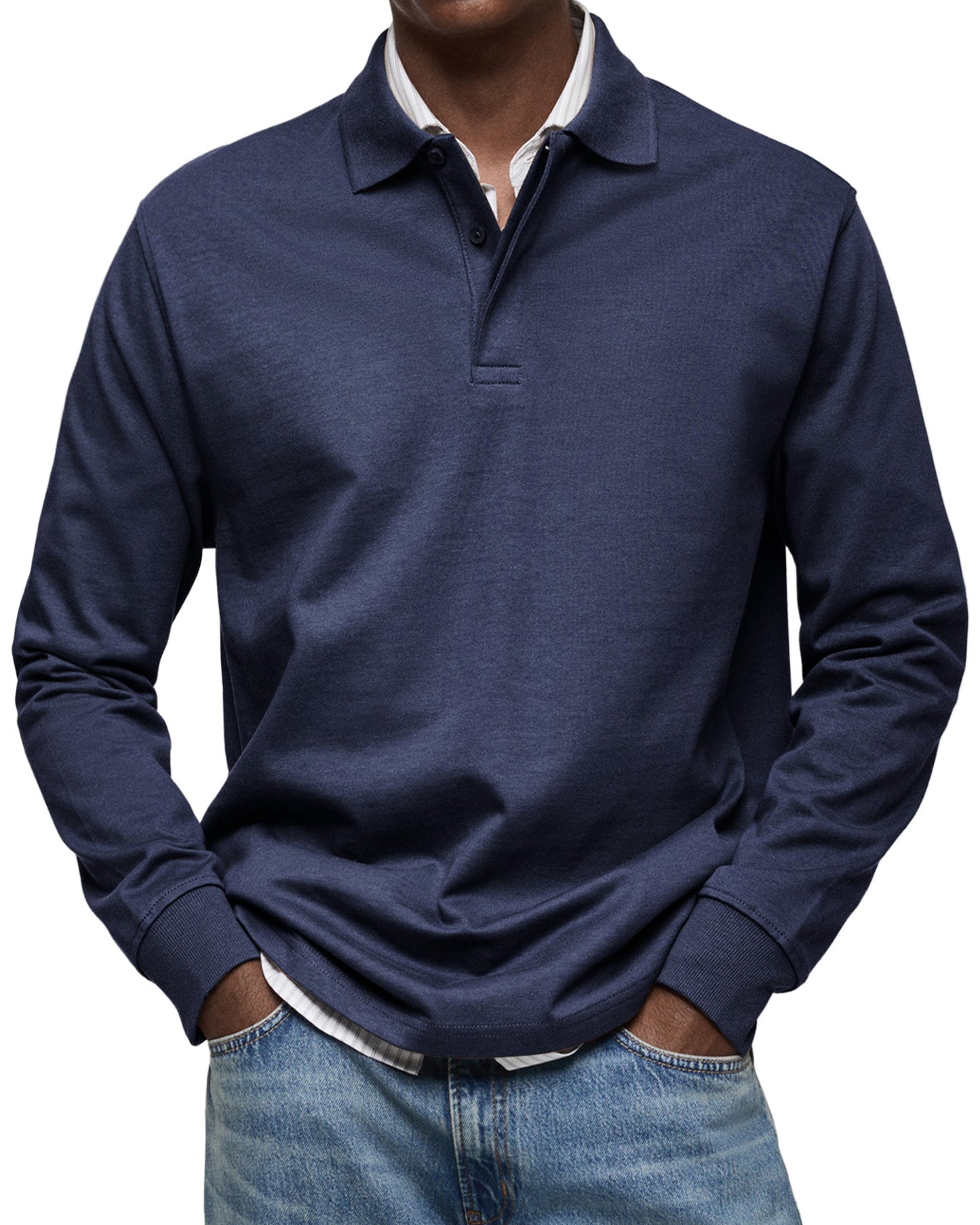 Classic Long Sleeve Polo Shirt Refined For Men | Tristan