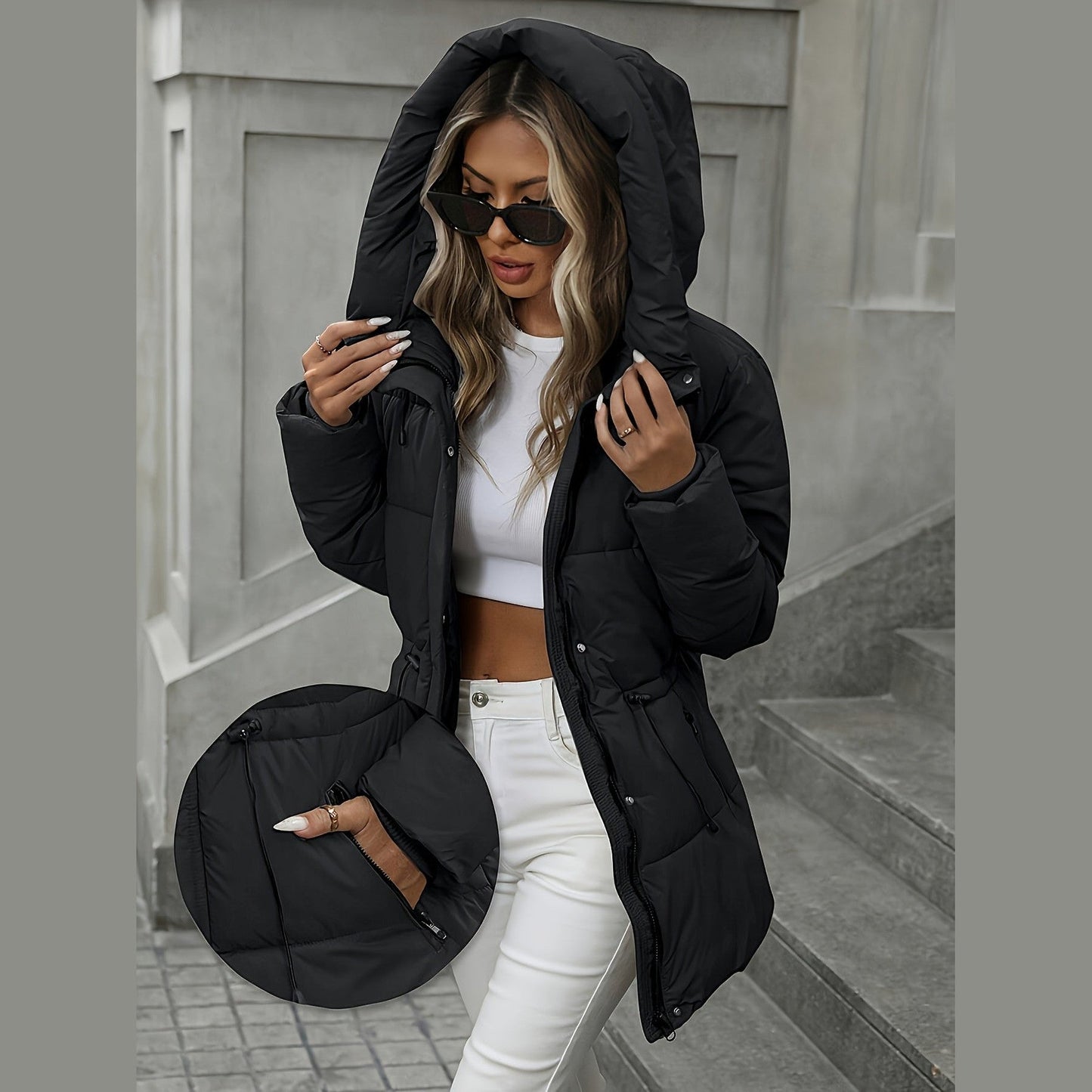 Elegant oversized hooded winter parka for women | Aurora -2