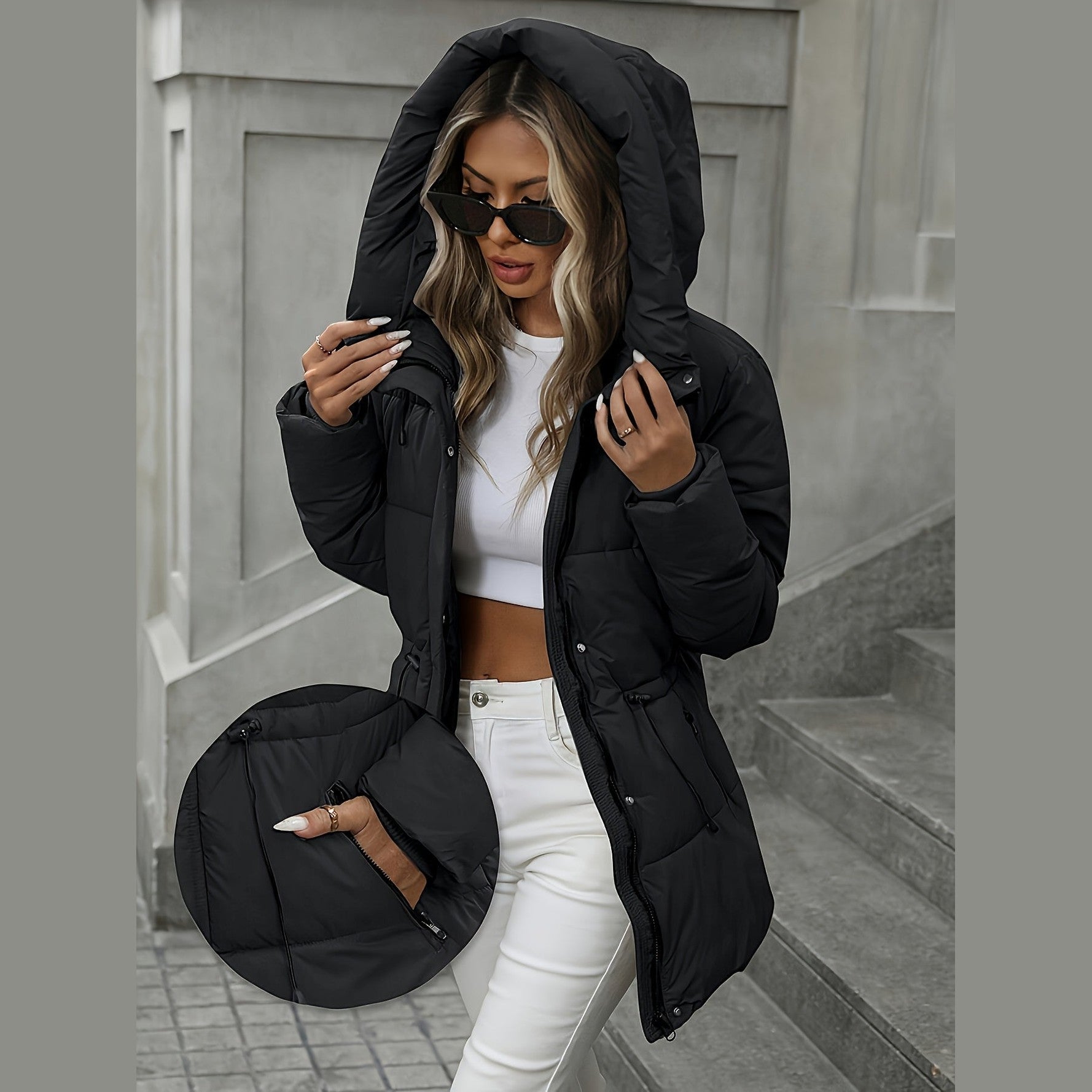 Elegant oversized hooded winter parka for women | Aurora -2