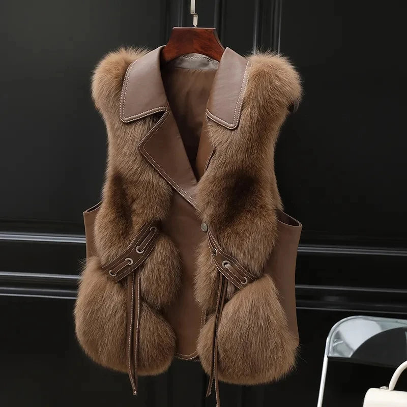 Elegant everyday faux fur sleeveless vest for women | Nereida -2