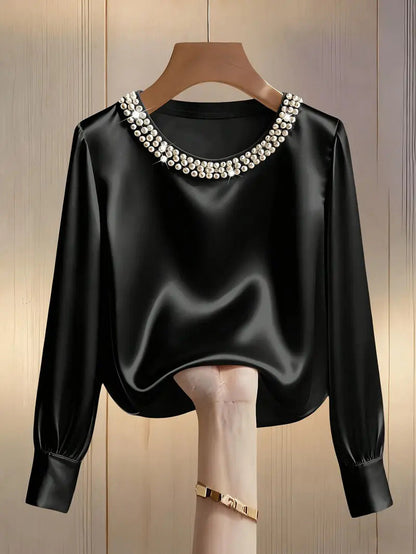 Elegant round neck everyday top for women | PERLISSE - 4