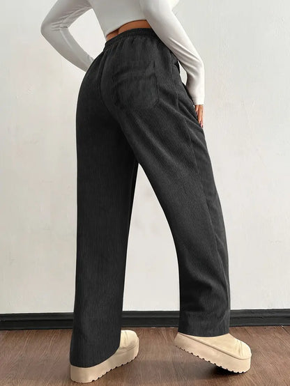 Wide Leg Drawstring Trousers Versatile for Women | Elodie