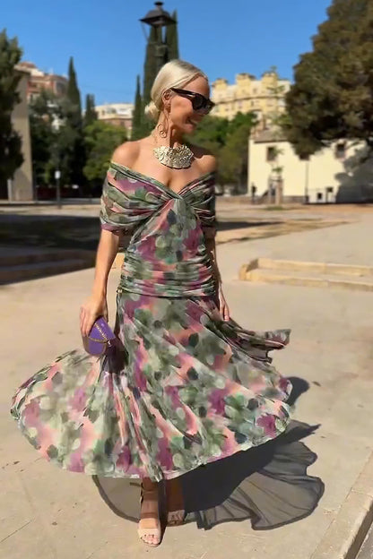 Romantic floral print maxi dress for women - 2