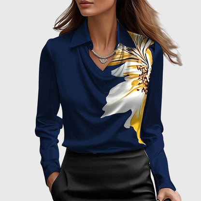 Draped Neck Elegant Blouse Chic For Women | Vivienne