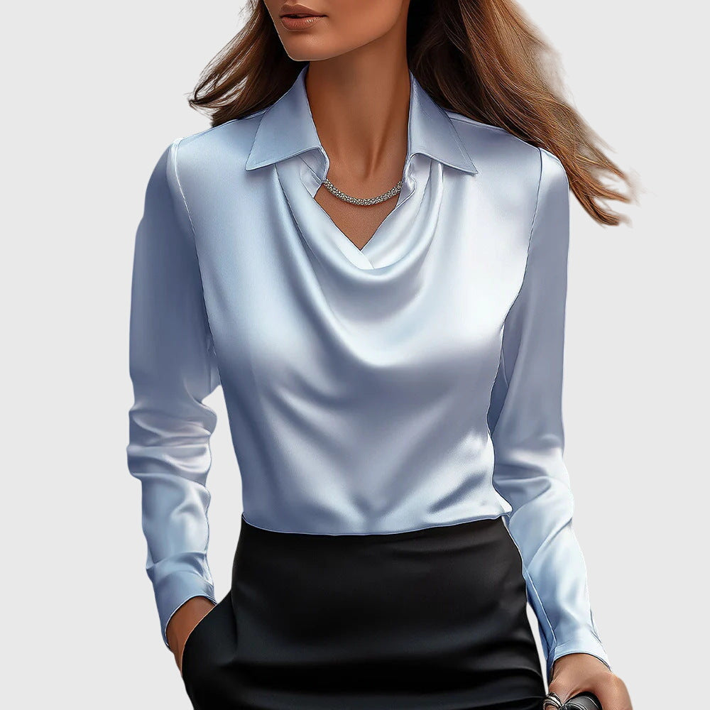 Draped Neck Elegant Blouse Chic For Women | Vivienne