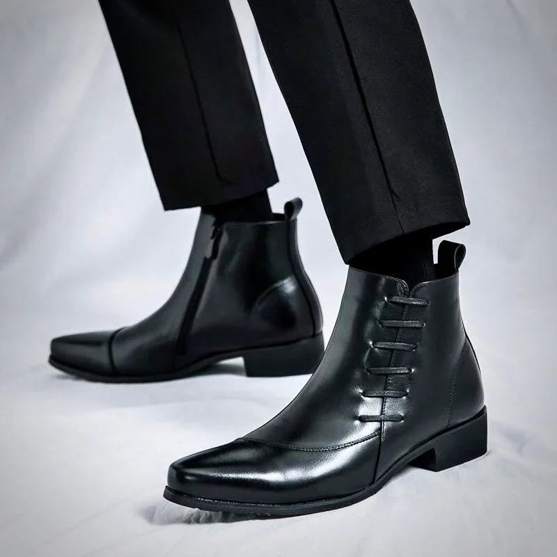 Elegant heeled leather-look dress boots for women | Samuel Thatcher -11