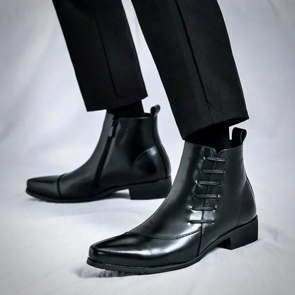Elegant heeled leather-look dress boots for women | Samuel Thatcher -11
