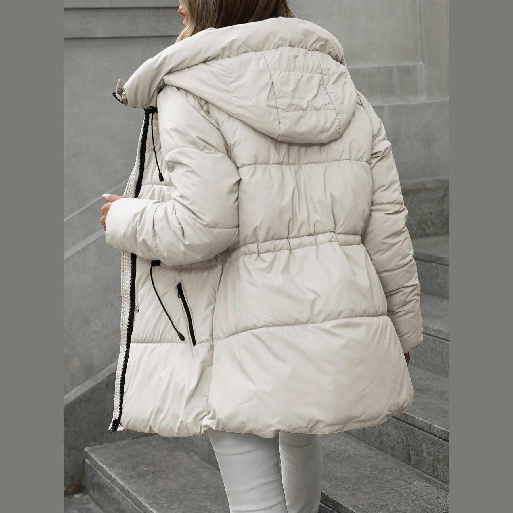 Elegant oversized hooded winter parka for women | Aurora -7