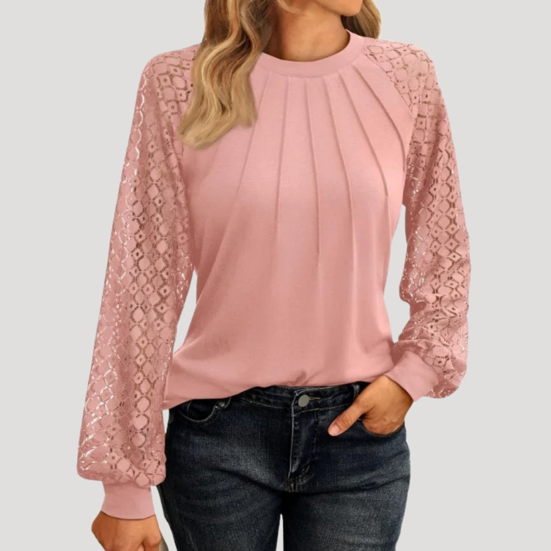 Classic ruffled long-sleeve blouse for women -1