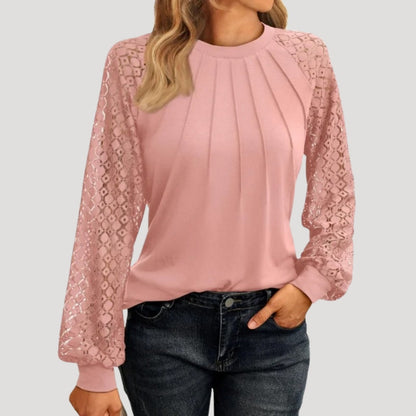 Classic ruffled long-sleeve blouse for women -1