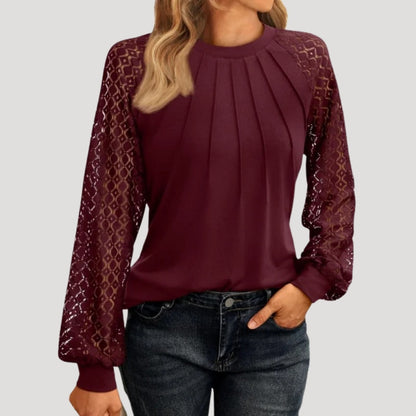 Classic ruffled long-sleeve blouse for women -2