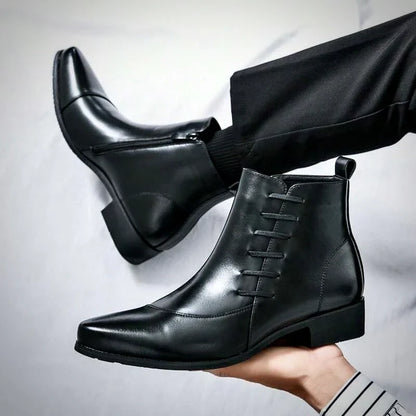 Elegant heeled leather-look dress boots for women | Samuel Thatcher -12
