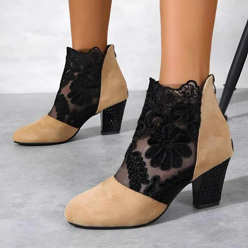 Classic block heel ankle boots for women | Margarith -6