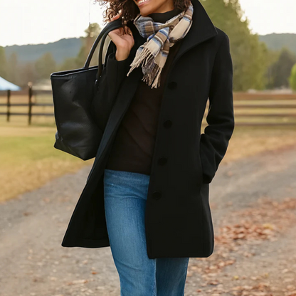 Classic Button Front Heritage Coat Stylish For Women | Emilia