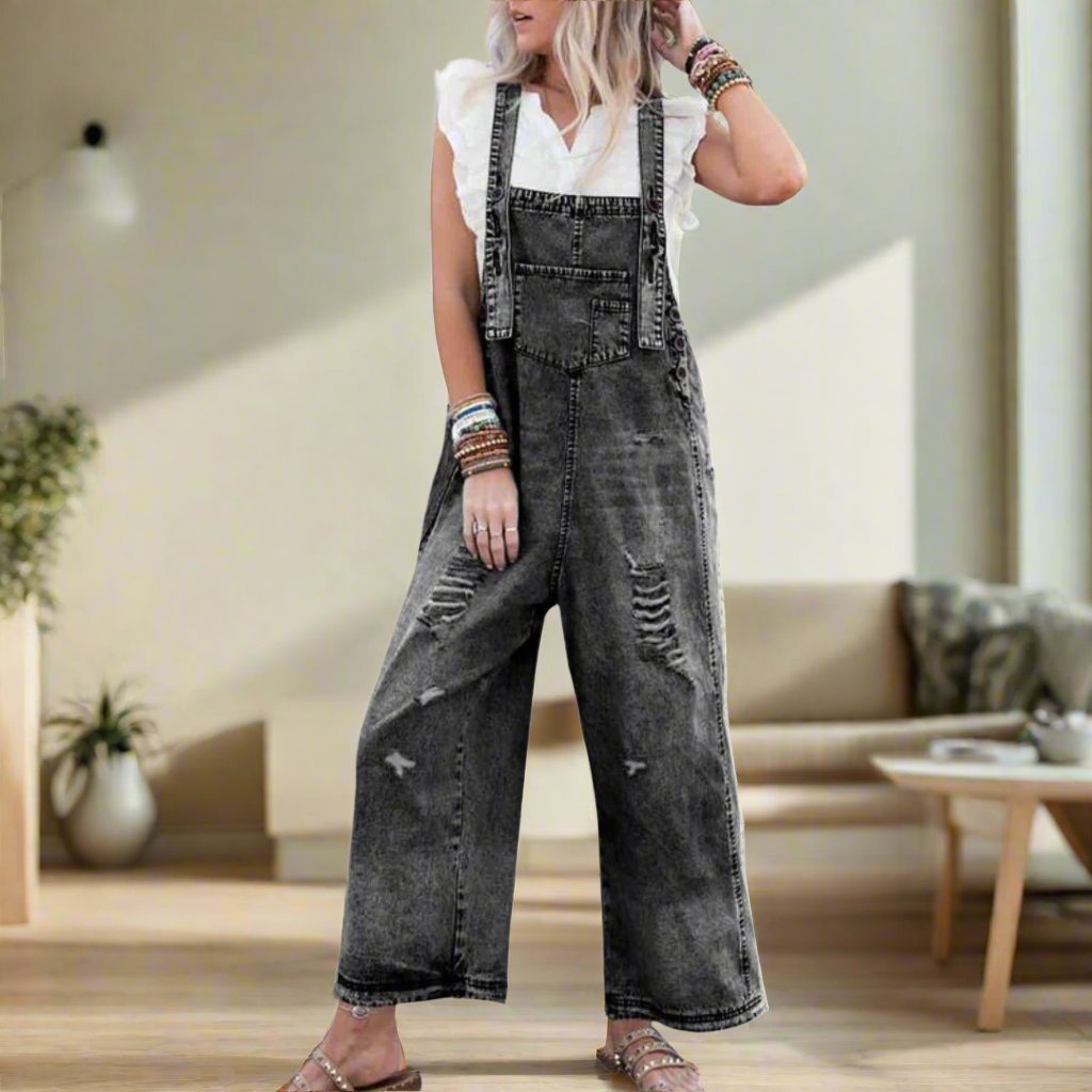 Vintage Wash Adjustable Jumpsuit Chic For Women | Maristelle