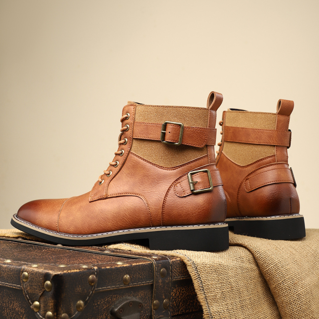 Classic lace-up leather-look boots for men | Xavier -5