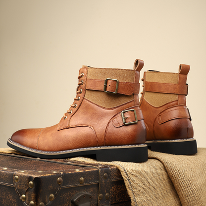 Classic lace-up leather-look boots for men | Xavier -5